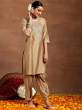 Libas Women'S Silk Blend Kurta Set (Gs942_Beige Beige 2Xl