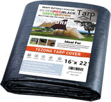 Tarps Heavy Duty Waterproof 16x22ft,TEZONG Black Tarp 12Mil Plastic Tarpaulin Outdoor Tarp Cover for Emergency Rain,Patio Furnit