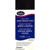 Wrights 117202031 Wide Single Fold Bias Tape, Black, 3Yard
