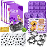 Homemade Dog Treat Molds Silicone,Cookie Cutters,Including 2 Silicone Mold,5+12 Cookie Cutters and, 4 Dog Treat Recipes Card, 50