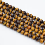 Asingeloo 4mm Round Yellow Tiger Eye Beads Smooth Polished Drilled Tigerite Gemstone Beads for Bracelets Making(Yellow Tiger Eye