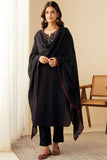Anni Designer Women'S Rayon Blend Embroidered Straight Kurta With Pant & Dupatta (Sikha Black_Xxl_Black_Xx-Large),Black,2XL,,,