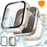 Goton 2-Pack for Apple Watch Screen Protector Case 44mm Series 6/5/4, SE 3/2/1, Waterproof PC Bumper with Tempered Glass for iWa
