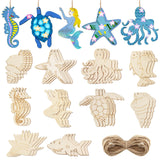 Jetec 30 Pcs Unfinished Wood Ocean Animals Cutouts for Kid Summer Wooden Sea Ornaments to Paint 10 Styles Blank Beach Octopus Me