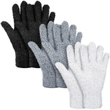 Patelai 3 Pairs Microfiber Plant Dusting Gloves Leaf Cleaning Gloves for Indoor Plants, Blinds, Furniture, House(Large,Black, Wh