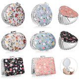 Blulu 8 Pieces Compact Mirror for Purse Flower Small Compact Mirror Gift Makeup Floral Pocket Retro Folding Portable Travel Acce