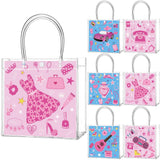 Aliceset 24 Pcs Hot Pink Party Gift Bags with Handle Clear PVC Princess Candy Treat Goodie Bags for Girl Birthday Party Favor Su