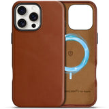 SHIELDON Leather Case for iPhone 16 Pro Max 6.9 2024, Genuine Leather/Magnetic Wireless Charging/Anti-Scratch/Non-Slip Grip/Shoc