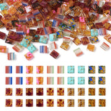 PH PandaHall 200Pcs Mixed Color 10 Style 5x4.55.5x25.5mm Glass Square, Rectangular Beads for Bracelet, Necklace, Earrings, Multi