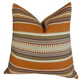 Plutus Brands Plutus Chic Stripe Saffron Handmade Throw Pillow, 12 X 25, Orange/Olive/Cream