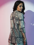 Libas Women'S Linen Floral Straight Kurti (58163_Grey Grey L
