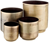 Kalalou Set Of Aged Brass Finish Metal Flower Pots Planter, One Size