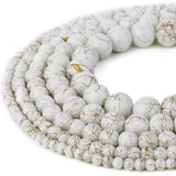 RUBYCA 300pcs Mixed Sizes Loose Glass Beads for Jewelry Making, Opaque White, Gold Paint Splatter