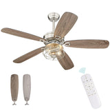 Melkelen Farmhouse Ceiling Fan, 52 Inch Ceiling Fan with Light and Remote Control, Rustic Dual Wood Finish Blades, Industrial Ca