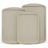 Bakken Swiss Cookie Sheet 3 Piece Set - Non-Stick, Stackable Baking Pans, White marble Deluxe Ceramic Coating - Dishwasher Safe