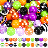 Poen 100 Pcs 20 mm Halloween Rhinestone Bubblegum Beads for Pens Bulk Crystal Resin Acrylic Plastic Spacer Chunky Beads for Hall