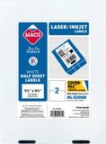 MACO Laser/Ink Jet White COVERALL Internet Shipping Labels, 51/2 x 81/2, 2 per Sheet, 500 per Box (ML0200B)