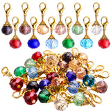 Aylifu 24 Pieces Crystal Dangle,12 Colors Faceted Crystal Dangle Charms Glass Pendant with Gold Lobster Claw Clasp for Keychain