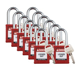 Brady Safety Lockout Padlock Sets 12 Pack Red Keyed Different Safety Lockout Padlocks 1 Key Per Lock SDPLRED38STKD1