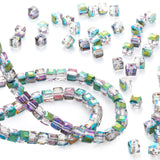 Hicarer 200 Pcs Austrian Crystal Cube Beads Green and Pink Square Glass Bead Quartz Loose Seed Beads DIY Bracelet Friend Gifts C