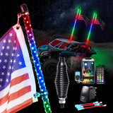 Whip Light, Uemicip 3FT Spiral RGB LED Whip Light for UTV, with Spring Base App & RF Wireless Remote Control, Chasing Lighted An