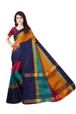 DHRUVI TRENDZ WOMEN Art Silk Womens Wear(DT-S1315_Orange & Navy Blue_Free Size)