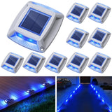 Solar Driveway Lights 10 Pack, Solar Powered IP68 Waterproof Dock Lights, 4 LED Driveway Markers Deck Light for Dock, Pathway, W