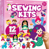 QUOKKA Kids Crafts Ages 7-8, DIY Beginner Needle and Thread Kit - 12 Fairy Tale Sewing Kit Basic - Fun Arts Crafts for Kids Ages