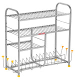 AVAIL Stainless Steel 4Tier Kitchen Rack | Bartan Stand with Plate Holder & Glass Stand | Multipurpose Kitchen Organizer for Co