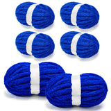 Chunky Chenille Yarn for Crocheting/Arm Knitting, Super Soft Jumbo Knit Blanket Yarn Purplish Blue 6 Pack (32 yds, 8.5 oz Each P