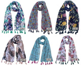 Fusfus WomenS Printed Chiffon Scarves And Stoles, Free Size(Multicolour, Fs2187) Pack Of 6 (Multicolor4)