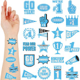 Landhoow 240 Pcs Light Blue Team Spirit Tattoos Temporary Glitter Go Team Tattoos Football Temporary Stickers Party Costume Acce