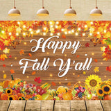 Happy Fall Yall Banner Backdrop 8x6FT Autumn Maple Leaf Harvest Pumpkin Background Happy Thanksgiving Party Decorations Supplie
