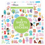 bloom daily planners Female Empowerment Planner Stickers Variety Pack 6 Sheets / 205 Girl Power Themed Stickers
