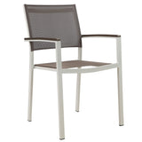 Benjara Fifi 21 Inch Set of 6 Dining Chairs, Aluminum Frame, Gray Textilene Fabric