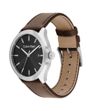 Calvin Klein Define Qtz Basic Calendar Black Round Dial Men'S Watch|Dark Brown Leather Material|Brown Color Band - 25200354