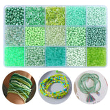 15 Color Glass Seed Tube Bugle Beads Bracelet Jewelry Making Kit,Green