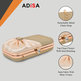 Adisa Studded Formal Party Clutch With Gold Chain For Women And Girls (Cl107-Gol),Gold,,B0CW1DC278