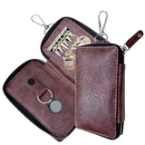 Zaoma Pu Leather Large Key Case Pouch Wallet Key Chain Key Holder Ring With 6 Key Hooks,1 Ic Key Ring, Metal Buckle With Zipper