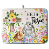 Kwlegh He is Risen Easter Dish Drying Mat for Kitchen Counter Bunny Floral Cross Dish Drainer Mats Spring Rabbit Flowers Egg Dis