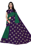TAMAIRA FASHION Plain Weave Womens Pure Cotton Saree Without Blouse Piece (973_Seagreen and Purple)