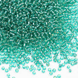 Tibaoffy Transparent Hole Green with Silver Lined Beads Size 8/0 Crafts Glass Seed Beads 3mm for Jewelry Making (Total About 100
