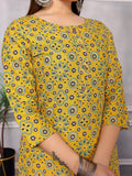 Rangita Mustard Cotton Knee Length Printed Straight Kurti For Women | Kurta For Women_S Mustard S 679716218804