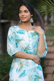 Anni Designer Women'S Cotton Blend Straight Printed Kurta With Pant (Ps-Rama-Blue-Bfv_Xl_Blue_X-Large),Blue,XL,,,