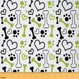 Feelyou Dog Paws Bones Upholstery Fabric by The Yard - Cute Dog Lover Heart Love Pattern Decorative Fabric for Home DIY Projects