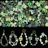 LAIDANLA Acrylic Green Beads for Keychain Making Green Cute Beads for Jewelry Bracelets Necklace Phone Charm Assorted Random Aes