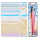 Framendino, 100 Pieces Pen Bags Holographic Packaging Resealable Foil Pouch Bag for Jewelry Lip Gloss Lash Candy Packing