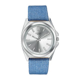 Sonata Poze 6 Strokes And Stroll Quartz Silver Round Dial Men'S Watch | Denim Leather Strap Material | Watches For Men Analog -