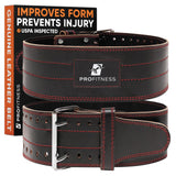 Genuine Leather Gym Back Brace for Lifting Weights - Weight Belt For Weightlifting - Gym Belt for Men and Woman (Black/Red, Smal
