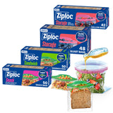Ziploc Brand 190 Count Storage Bags Variety Pack, 42ct Storage Gallon and 48ct Storage Quart with Stay Open Design, 50ct Sandwic